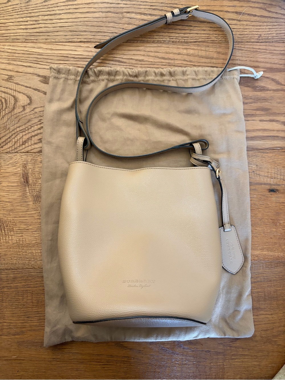 Burberry Beige Pebbled Leather Crossbody Bag